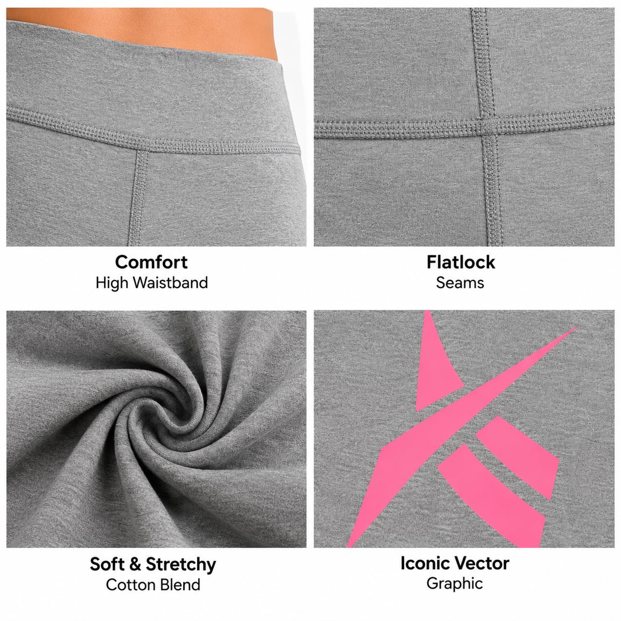 Reebok Leggings para niñas, paquete de 2 leggings de algodón de rendimiento atlético, pantalones de yoga para niñas, medias de baile (tallas: 7-12)