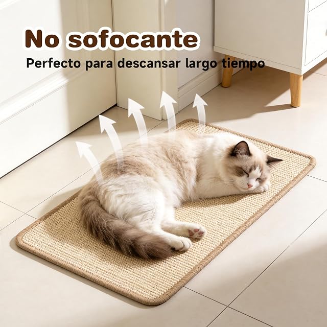 Foto 6 de 7 de DONWEI Alfombrilla Rascador Gatos, 50x30CM Sisal Autoadhesivo Protector