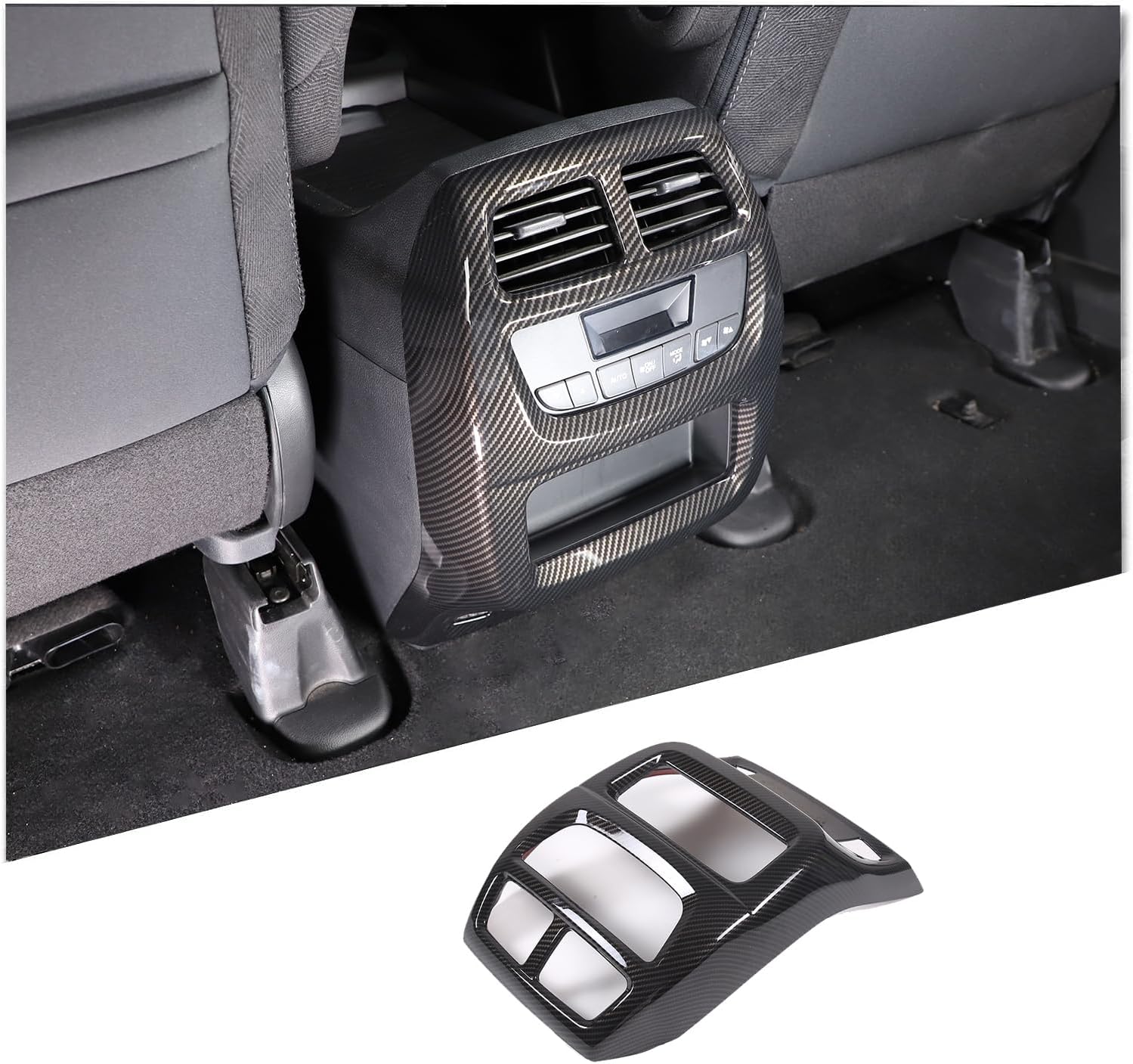 Rear Air Vent Outlet Frame Trim for Honda Pilot 2016-2022/ Ridgeline 2017-2024/ Passport 2019-2024, Rear Air Conditioning Vent Protector Cover Anti Kick ABS(Carbon Fiber Pattern)