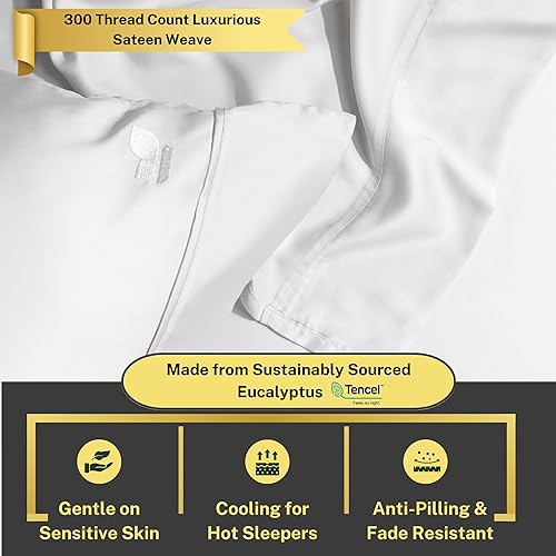 Miniatura 4 de Sábanas 100% de eucalipto austriaco, 4 piezas, seda vegana lyocell Tencel, transpirable, fresca y más suave que las sábanas de bambú y la seda,