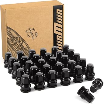 JiiinMiiin M14x1.5 32Pcs Black ONE-Piece Design OEM Lug Nuts Replace HCPZ-1012-B HCPZ-1012-A, Replacement for 2017-2024 Ford F250 & F350