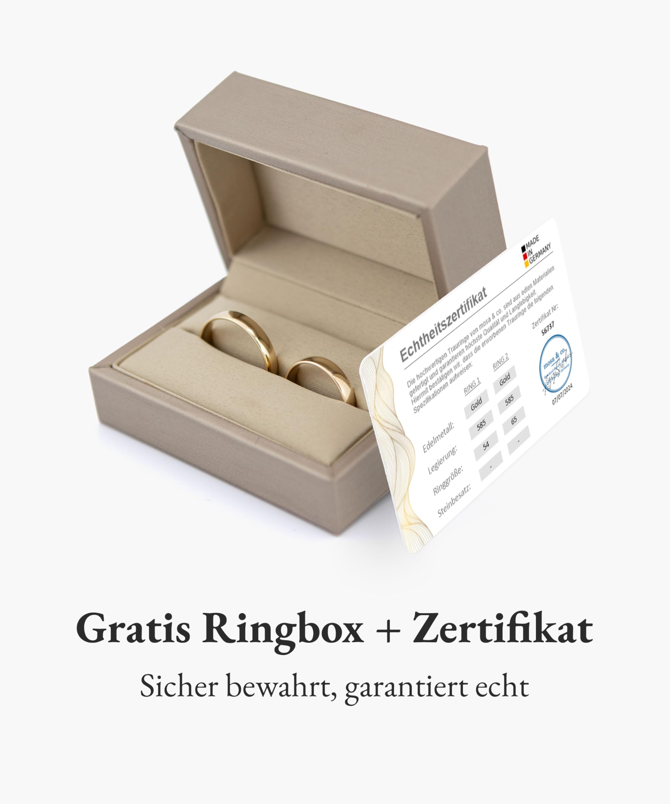 mosa & co. - Trauringe Gold 585 mit 3 mm Breite im Paarpreis für Sie und Ihn inkl. Gravur - Modell Classic - Vollmassive Echtgold 14k Eheringe Hochzeitsringe Verlobungsringe Partnerringe