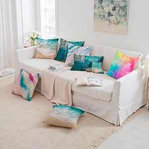 18 x 18 Pillow Covers,Tie Dye Throw Pillow Cover for Home Decor, Sofa Couch Pillow Covers for Living Room, Shine Rainbow
