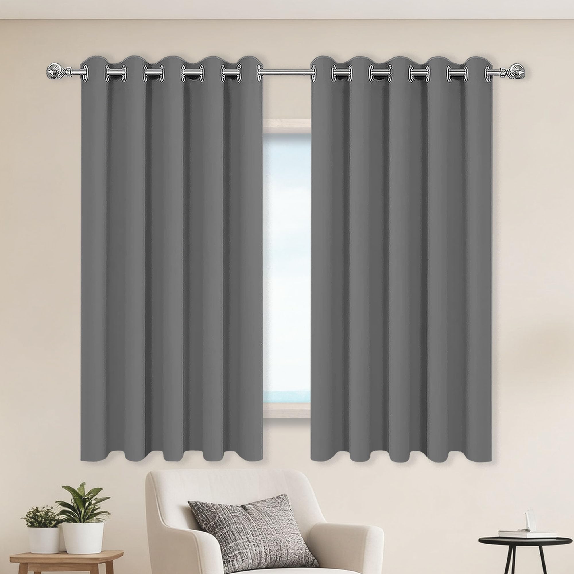 Rideau occultant isolant pour chambre d'adulte et salon gris foncé