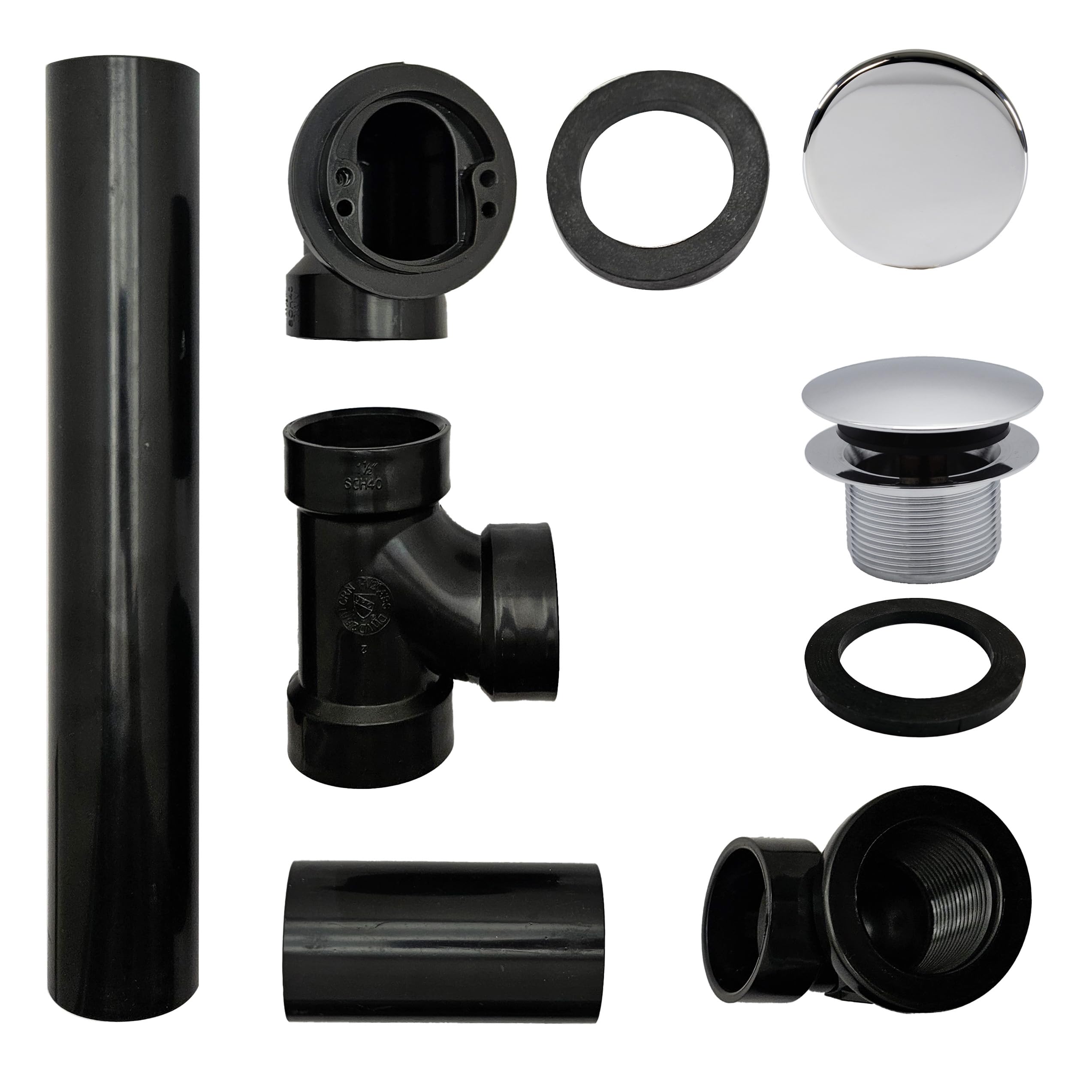 Westbrass 493144H-26 Badewannen-Ablaufgarnitur und Überlaufgarnitur mit Abflussstopfen und Illusionär-Blende, 30,5 cm und 10,2 cm, 1 Stück, poliertes Chrom