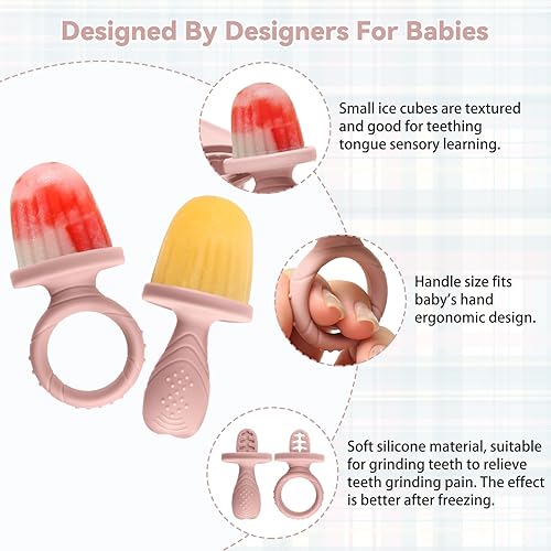 Miniatura 5 de Moldes de silicona para paletas con palitos, 2 paquetes de mini moldes para paletas de leche materna para bebés, moldes para aliviar la dentición,