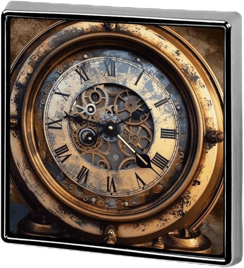 Steampunk Clock Square Badge Lapel Pin for Bag Hat Backpack
