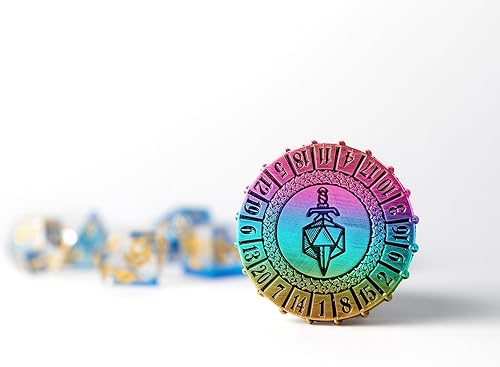 Miniatura 2 de Fanroll de Metallic Dice Games Metal d20 Spinner Arco iris quemado