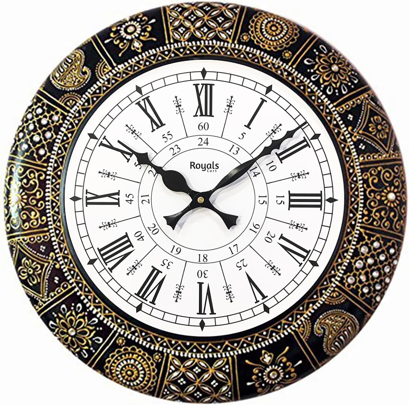 - Floral Designer Painting Wooden Antique Analog Wall Clock for Home, Office, School, Gym, Shop and Gifting || Clock Size - 40 cm x 40 cm [16 x 16 inches] [KTWC281D]