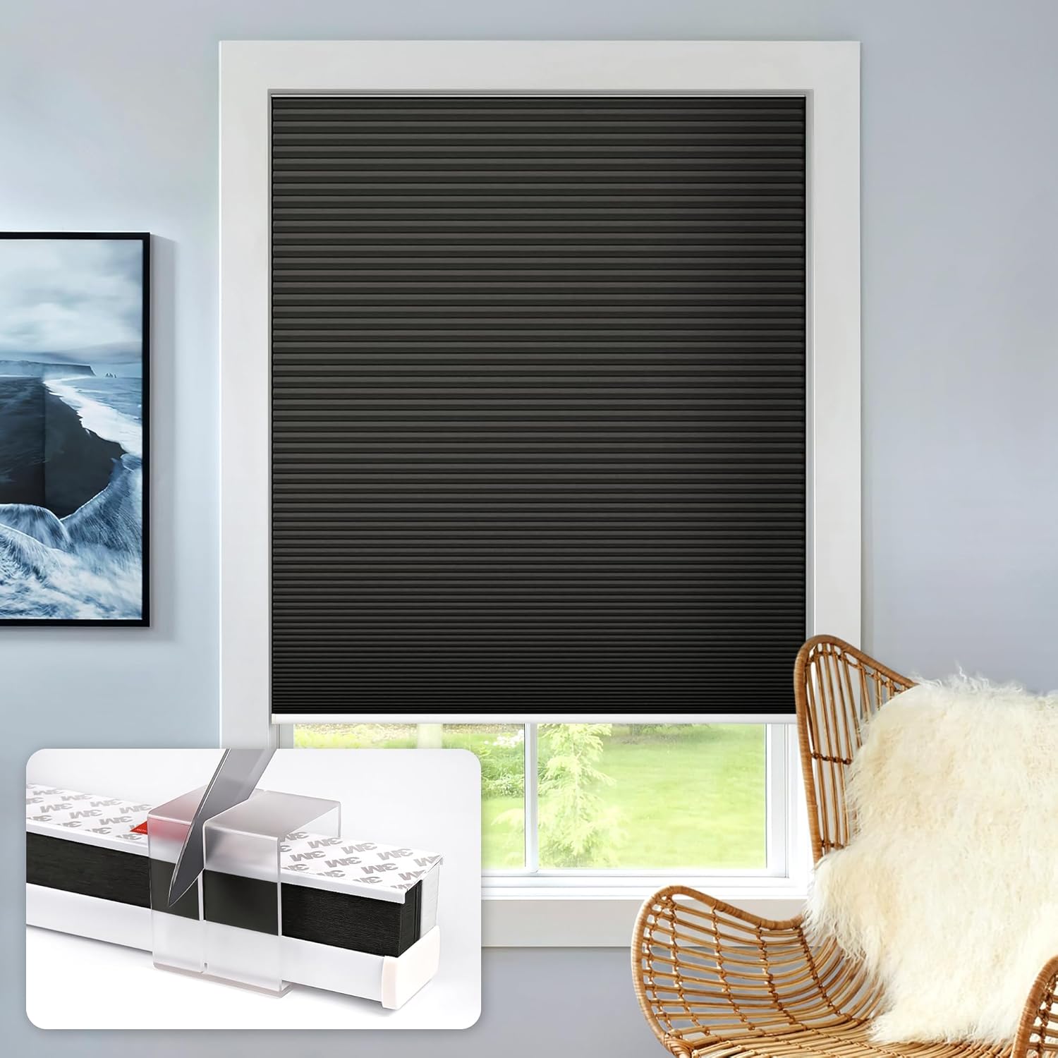 LazBlinds No Tools No Drill Cordless Cellular Shades, Trim