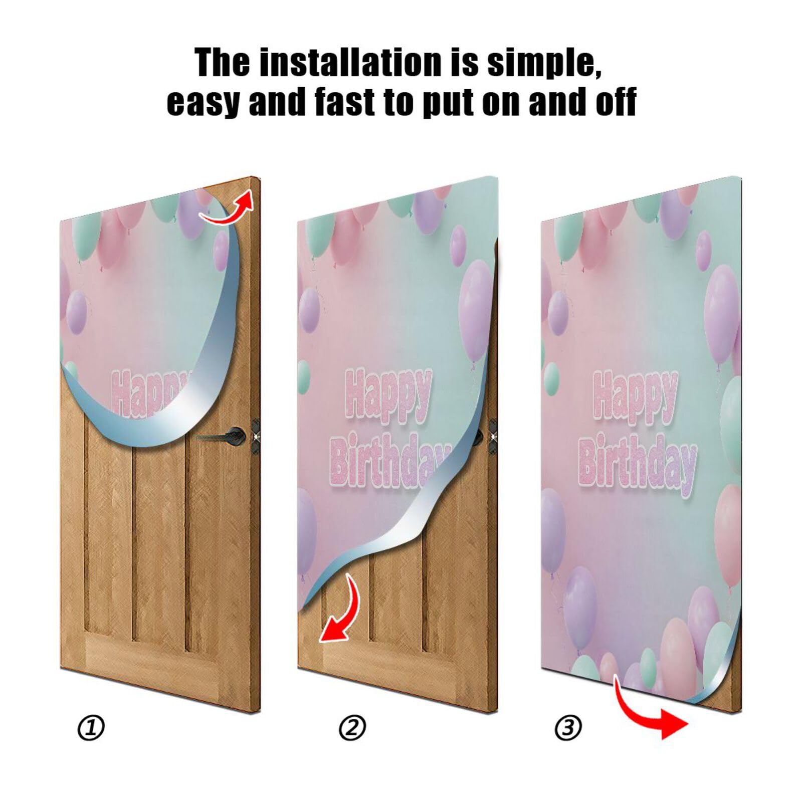 FLildon Birthday Balloon Print Door Cover Decoration, Party Accessory Porch Decor for Festive Ornament Room Door Covers 36 x 98 Inch