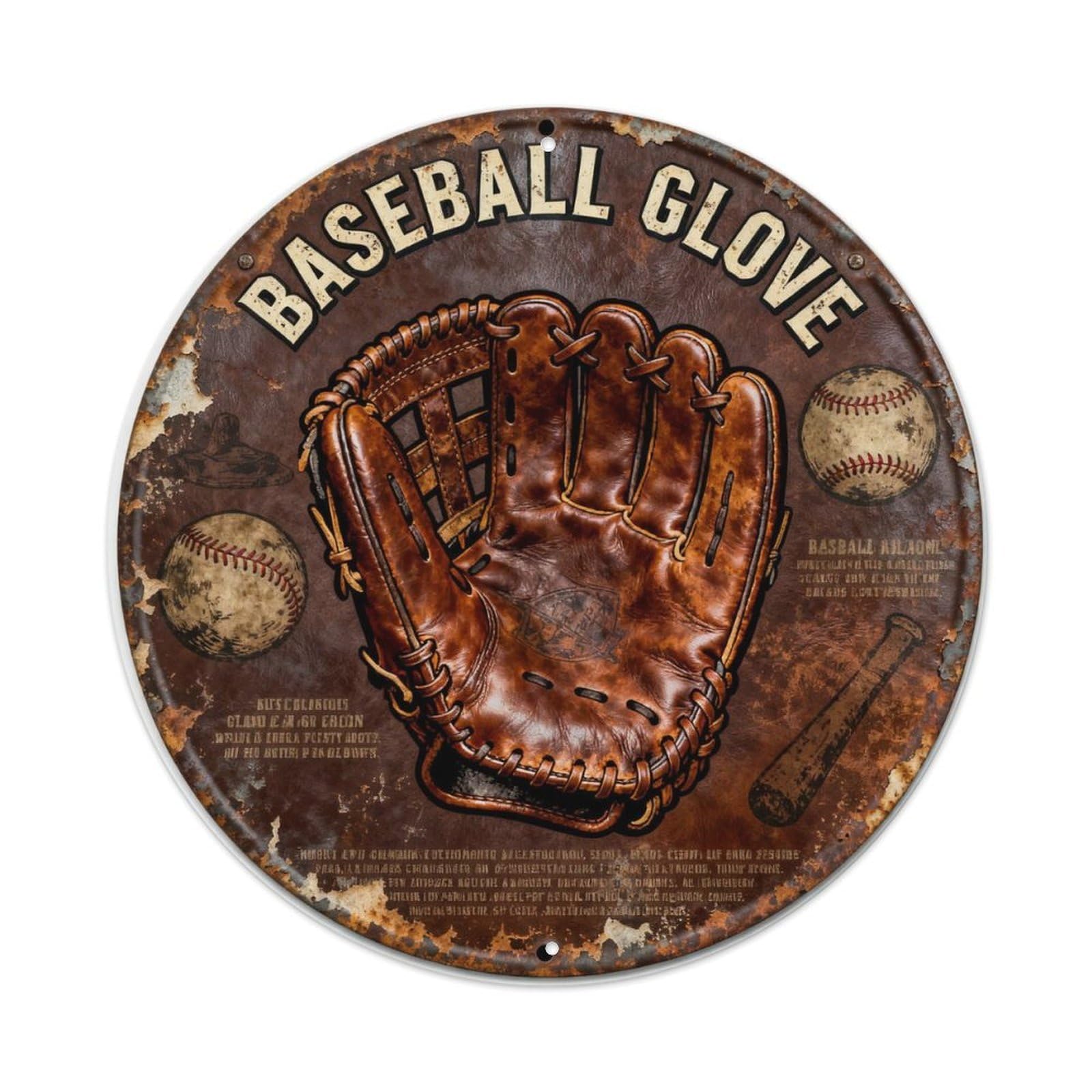 BASEBALL GLOVE Metal Tin Sign Plaque
