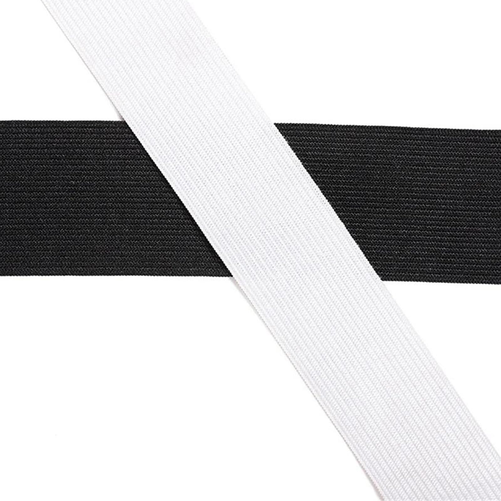 Bandas elásticas Banda elástica ancha y plana Goma de nailon plana de 5 metros, de 10 a 50 mm, color blanco y negro, for costura, bricolaje, ropa, pantalones, bolsos y accesorios. Blanco, 50 mm.(White