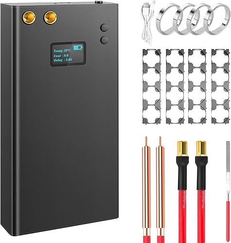 Soldadura por puntos, kit de soldador por puntos de batería portátil, 7500mA-h 80 niveles de potencia ajustables Mini máquina de soldadura por