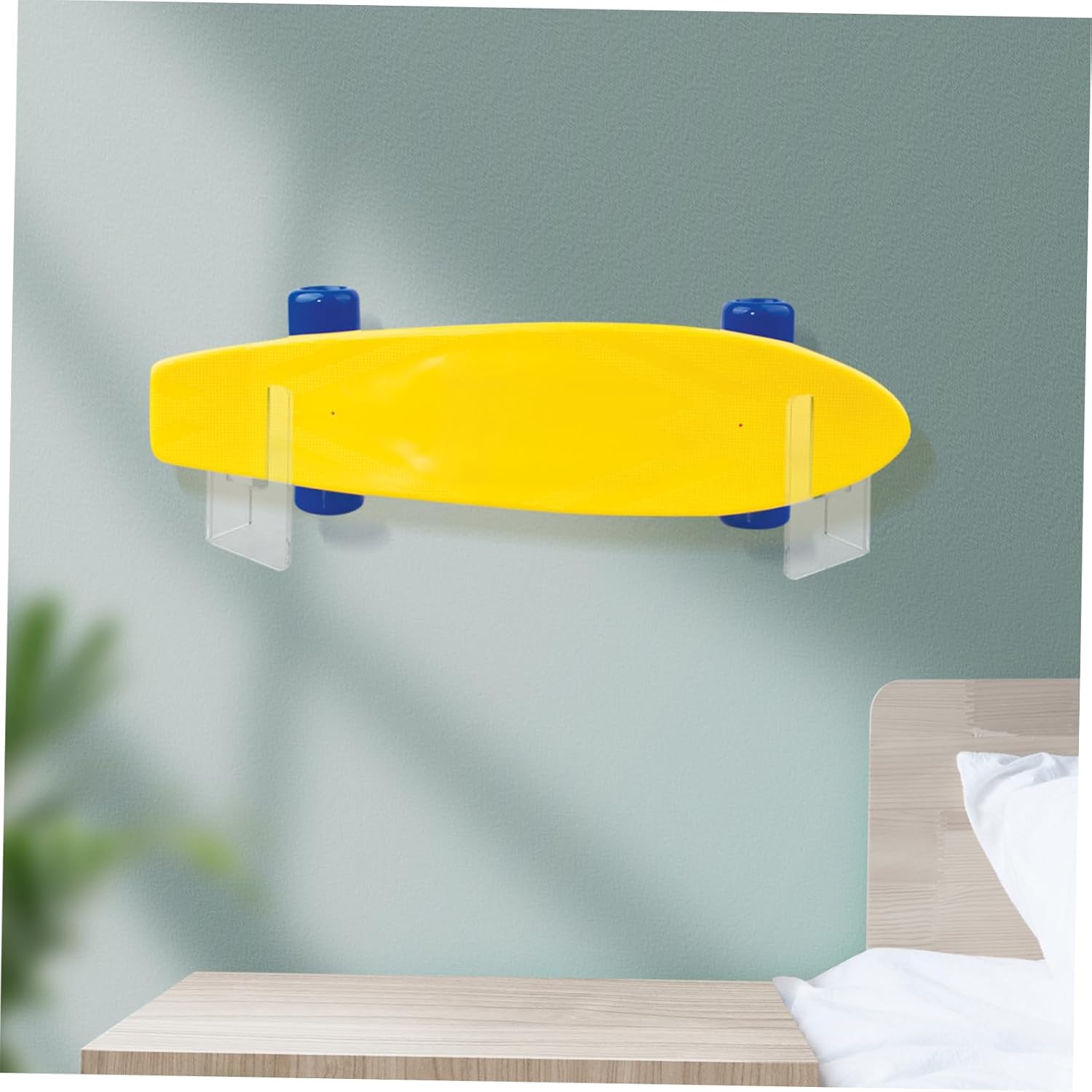 KOMBIUDA 1pair Skateboard Wall Mount Hanger Transparent Display Rack for Decks Strong and Protective for Room Bedroom and More