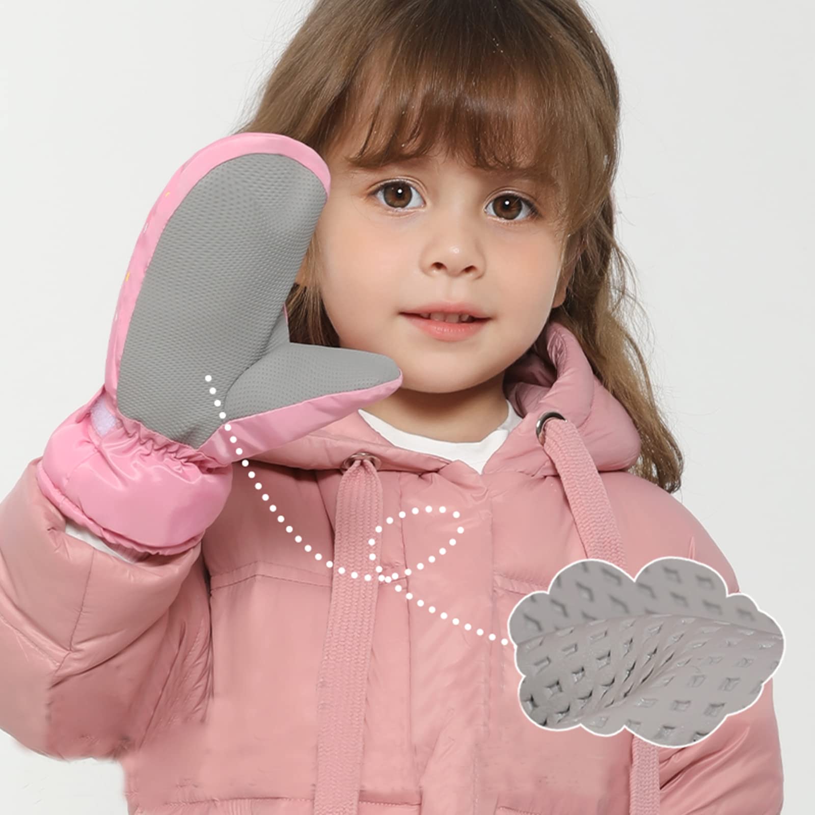 Kinder Winter Skihandschuhe - Wasserdichte Einhorn Fäustlinge Für Mädchen & Jungen 6-12 Jahre