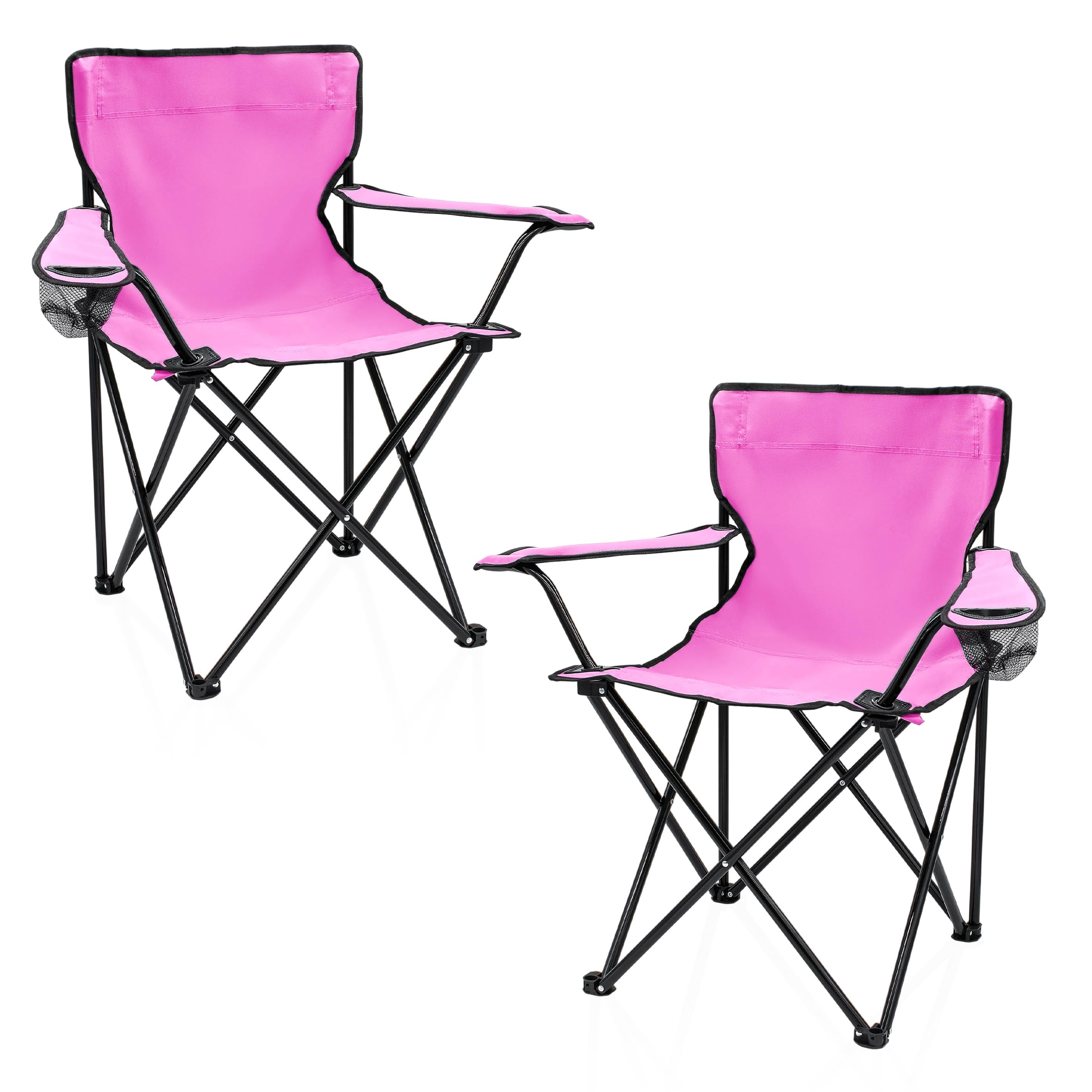 Spetebo Camping Klappstuhl mit Getränkehalter 2er Set - 9 Farben - Campingstuhl klappbar mit Tragetasche - Stuhl faltbar für Festival Freizeit Garten Angler Sessel Belastbarkeit bis 100 kg