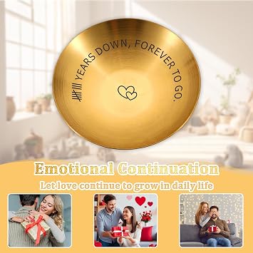 8 Year Bronze Anniversary Wedding Gifts,Bronze Ring Holder Jewelry Tray, Stainless Steel Anniversary Wedding Gifts for Wife Husband Couples Memorial Present