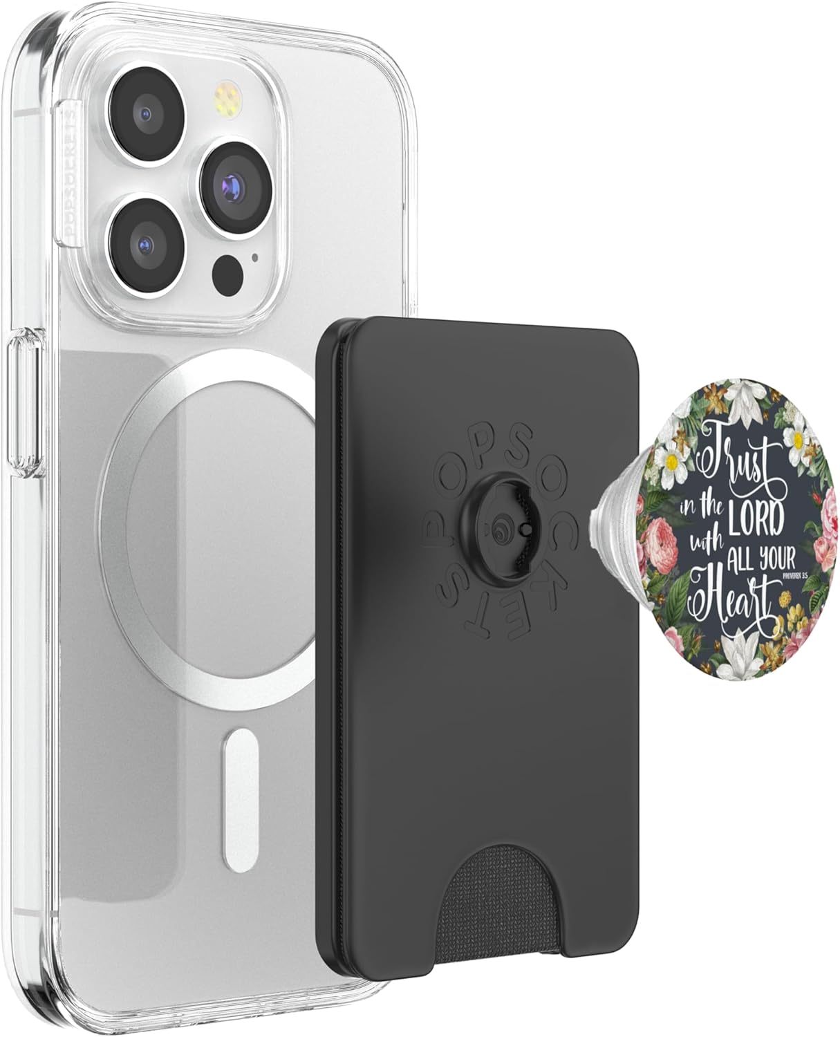 Christian Bible Verse Trust in The Lord Proverbs Floral Gift PopSockets PopWallet for MagSafe