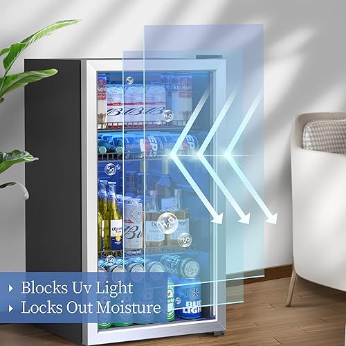 Miniatura 4 de Manastin Refrigerador y enfriador de bebidas, dispensador de bebidas independiente para refrescos, cerveza o vino, mini refrigerador de 120 latas