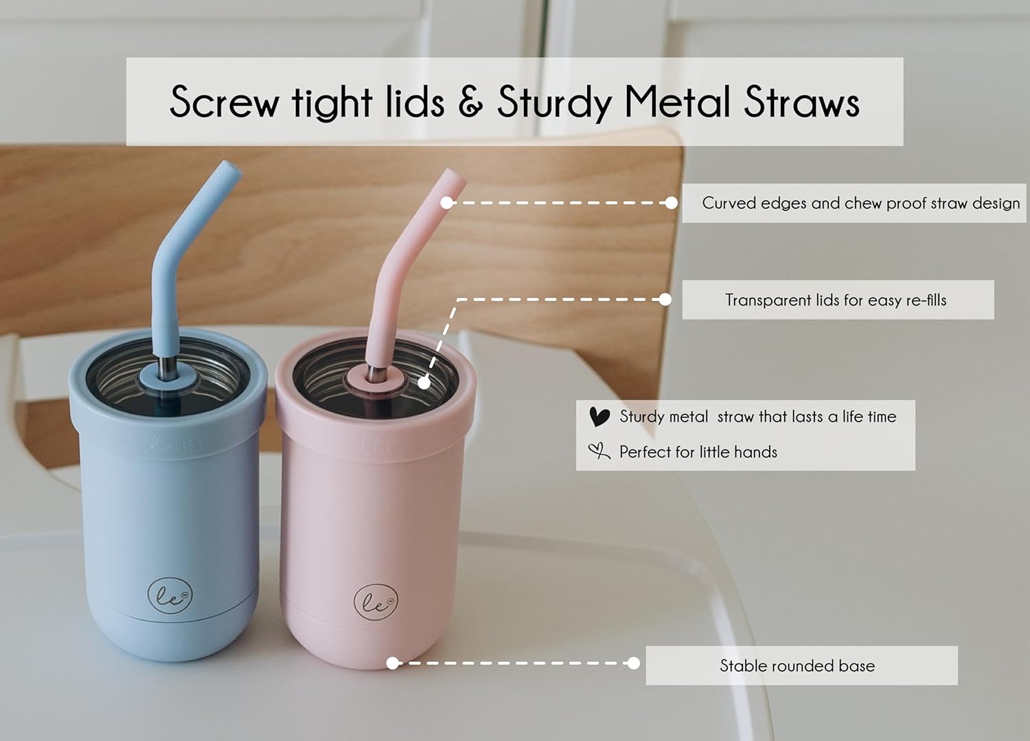 Double walled insulated Kids & toddler smoothie cups with screw tight lids and straws | Best Toddler sippy cup for 3 year old spill proof - Set of 2 cups for kids - Image 6