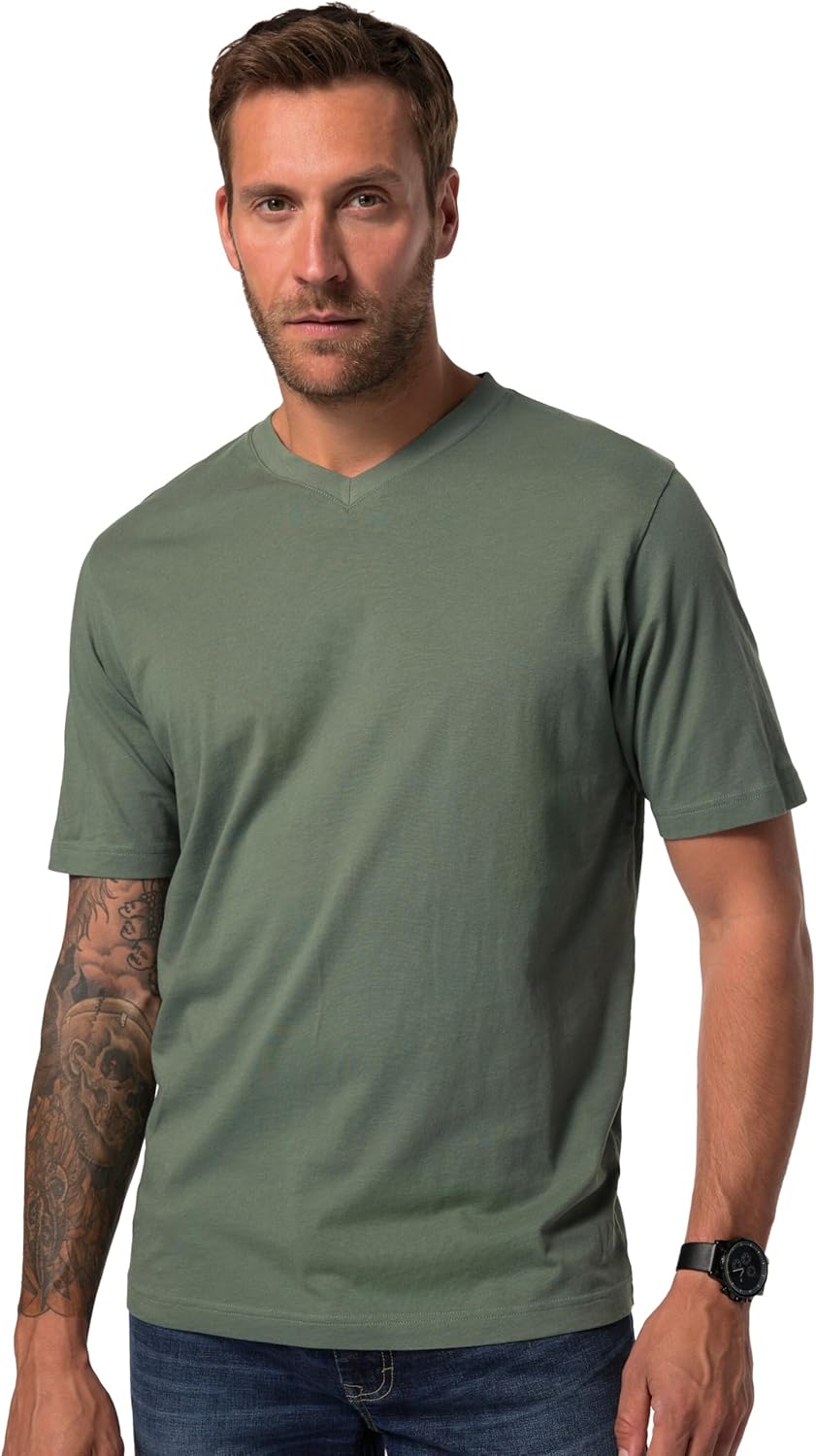 JP 1880 Menswear Big & Tall Plus Size L-8XL 2 Pack Of Essential V-Neck Tees 711318, White, 5XL : Buy Online At Best Price In KSA - Souq Is Now