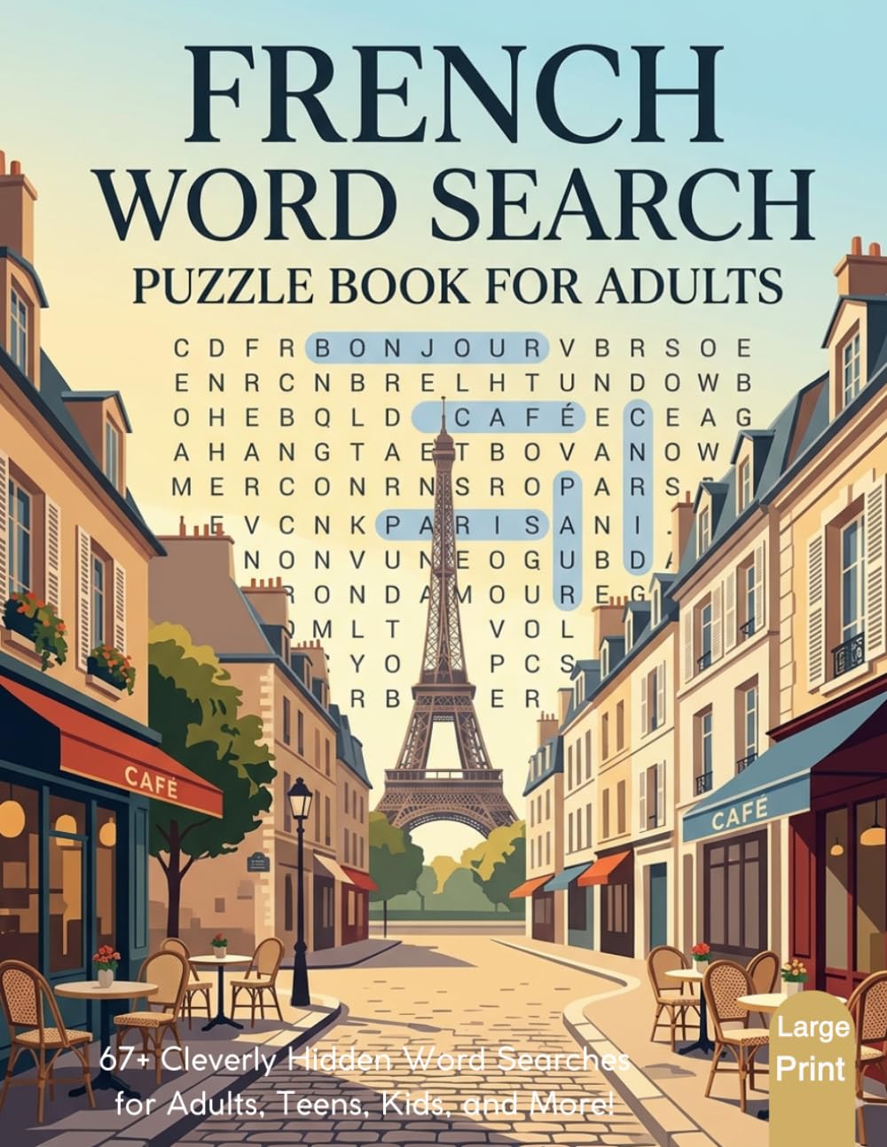 French Word Search Puzzle Book for Adults: Large Print French Vocabulary Word Search Puzzles for Adults and Seniors | Fun Brain Games to Learn and Practice Common French Words and Phrases