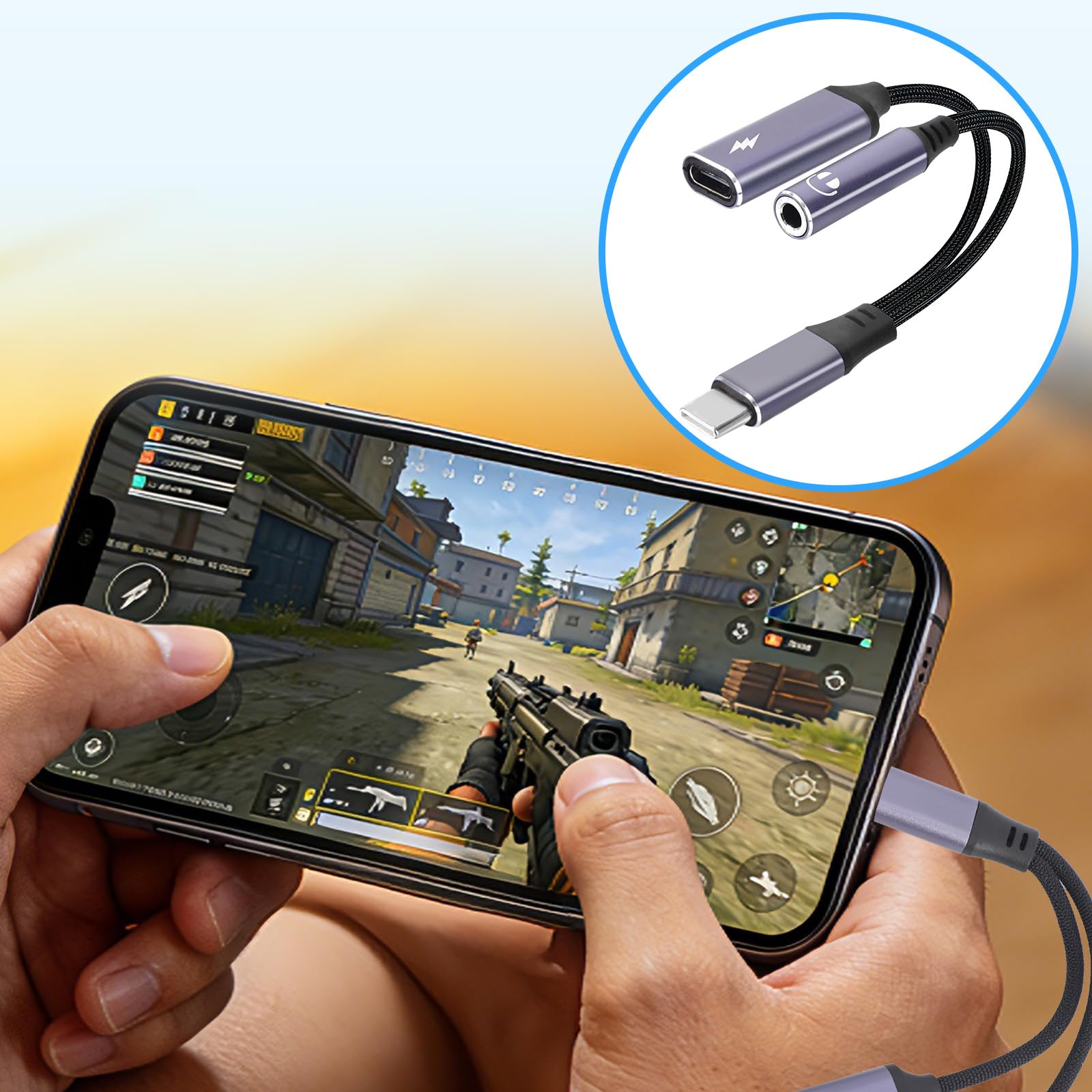 2 Pezzi Adattatore Audio da USB-C a Jack 3,5mm con Ricarica Rapida PD da 60W, Jack Cuffie DAC 2-in-1 per iPhone Gaming Auto AUX e Altro USBC