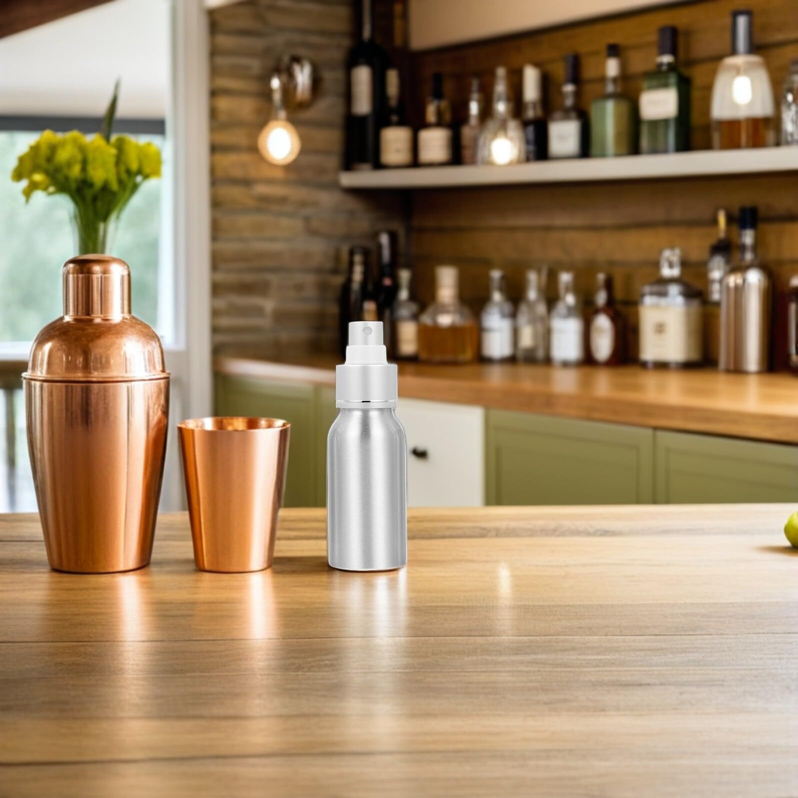 OUNONA Wiederbefüllbare Sprühflasche mit Feinem Nebel Spray Design aus Aluminium und Pp Kompakter Cocktail Zerstäuber 2 Stück 50ml für Cocktails für Riegel und Reise