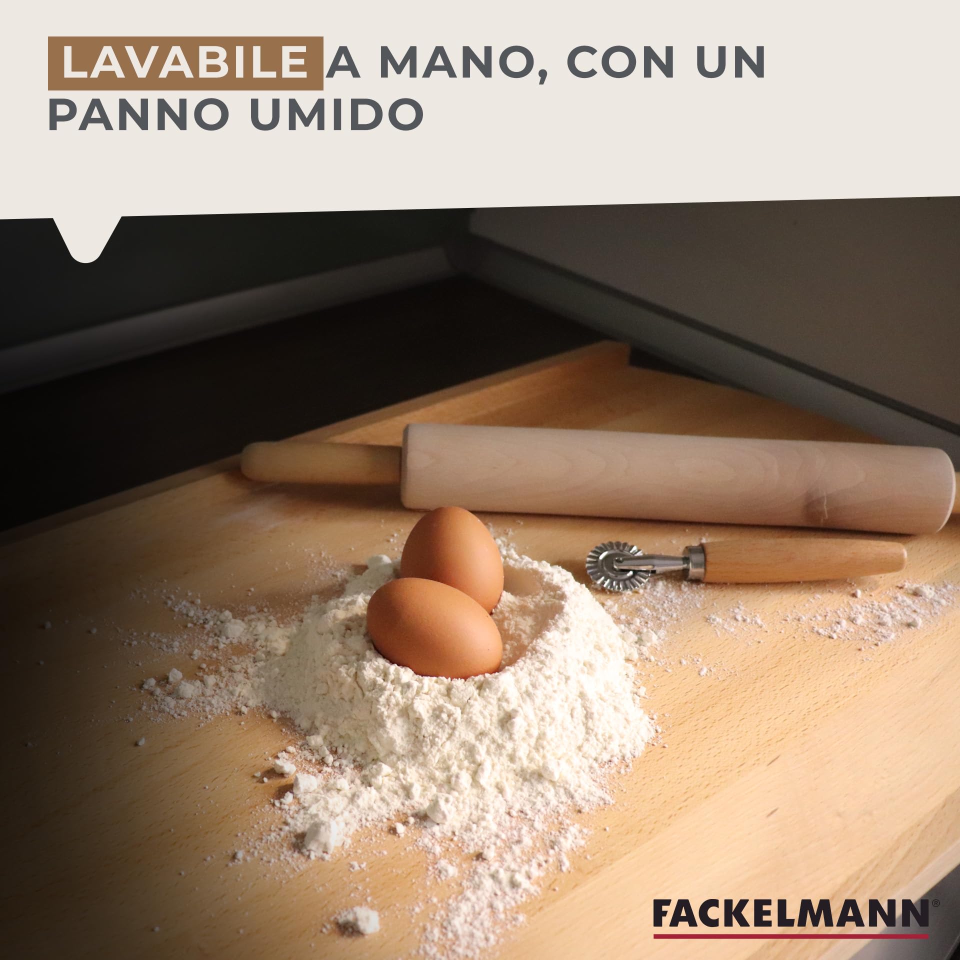 Fackelmann Set pasta fatta in casa con tagliere-spianatoia in legno di faggio e stampi ravioli in alluminio, per ravioli, tortelli e sfoglia fresca, utensili cucina tradizionali per pasta italiana