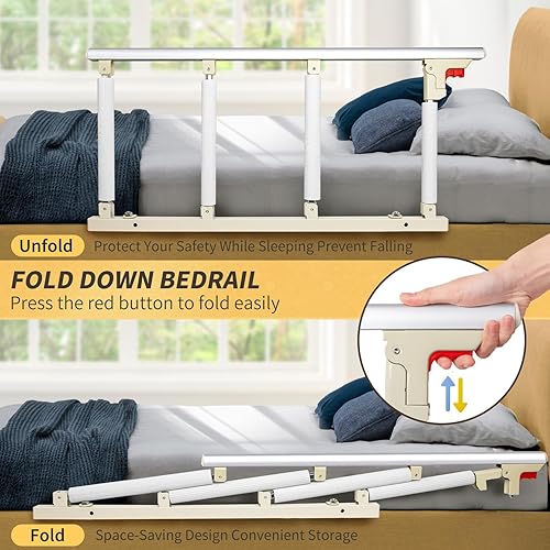 Miniatura 3 de Rieles de cama para adultos mayores, rieles plegables de asistencia de cama para personas mayores, asas de cama para ayudar a la cama, rieles de