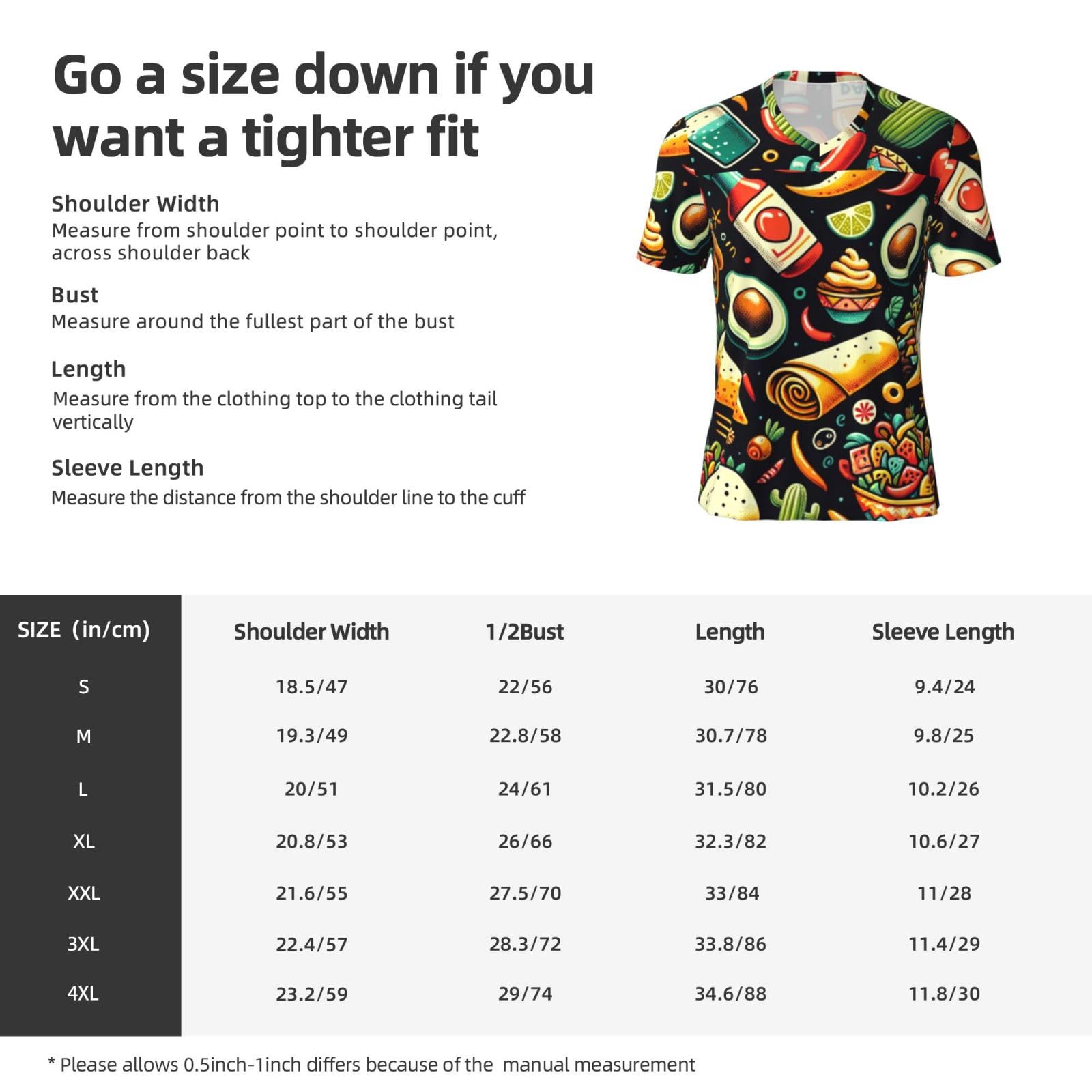 Stylish Athletic Sports Jersey Mexican-Tacos-Cactus-Pepper Men's Rugby Jersey Medium