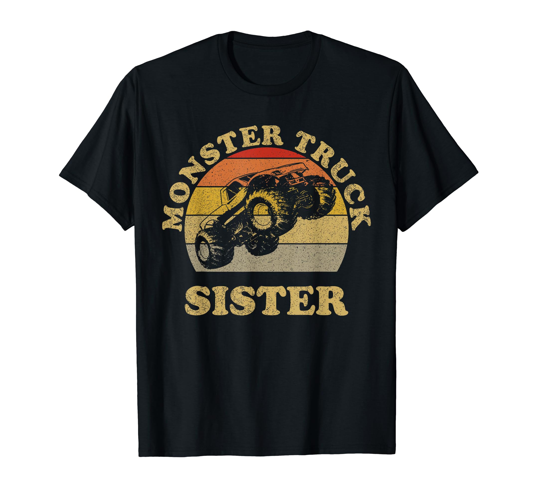 Monster Trucks Fans ApparelMonster Truck Sister Retro Vintage Sunset For Sisters T-Shirt