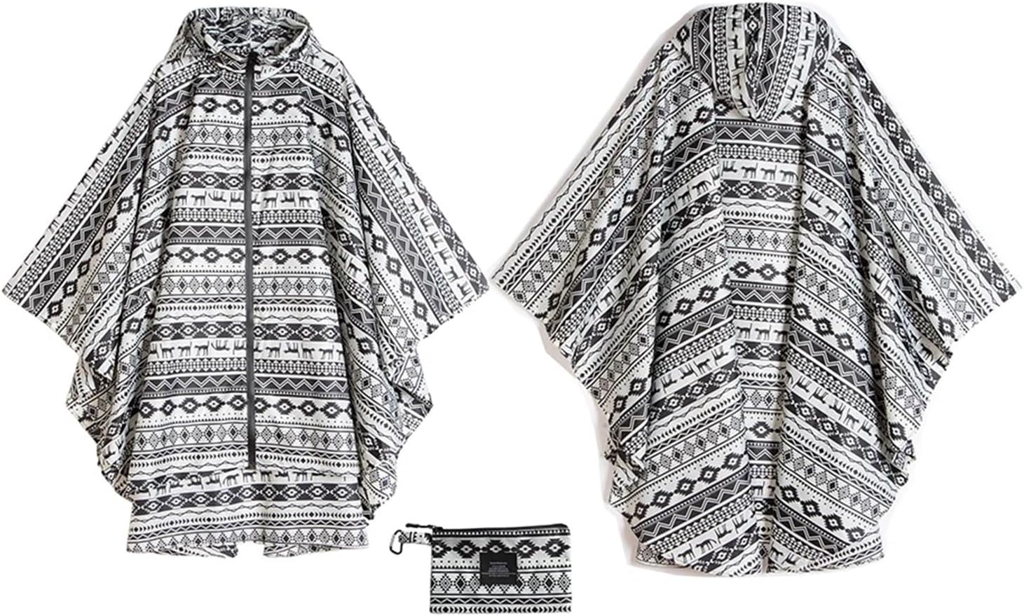 Women Raincoat Women's Raincoat Waterproof Rain Poncho Cloak with Hood for Hiking Climbing and Touring(Blue flower)