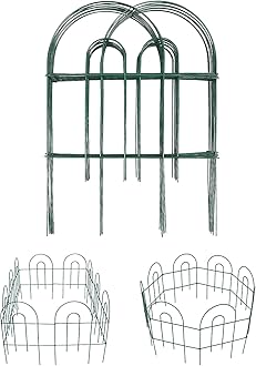 Amagabeli Garden Home-Decorative Garden Fence-Rustproof Iron Landscape Wire Folding Fencing Ornamental Border Edge Section Edging Patio Flower Bed Fencing Outdoor-61 CM(H) x43 CM(W)-25 Panels-Green