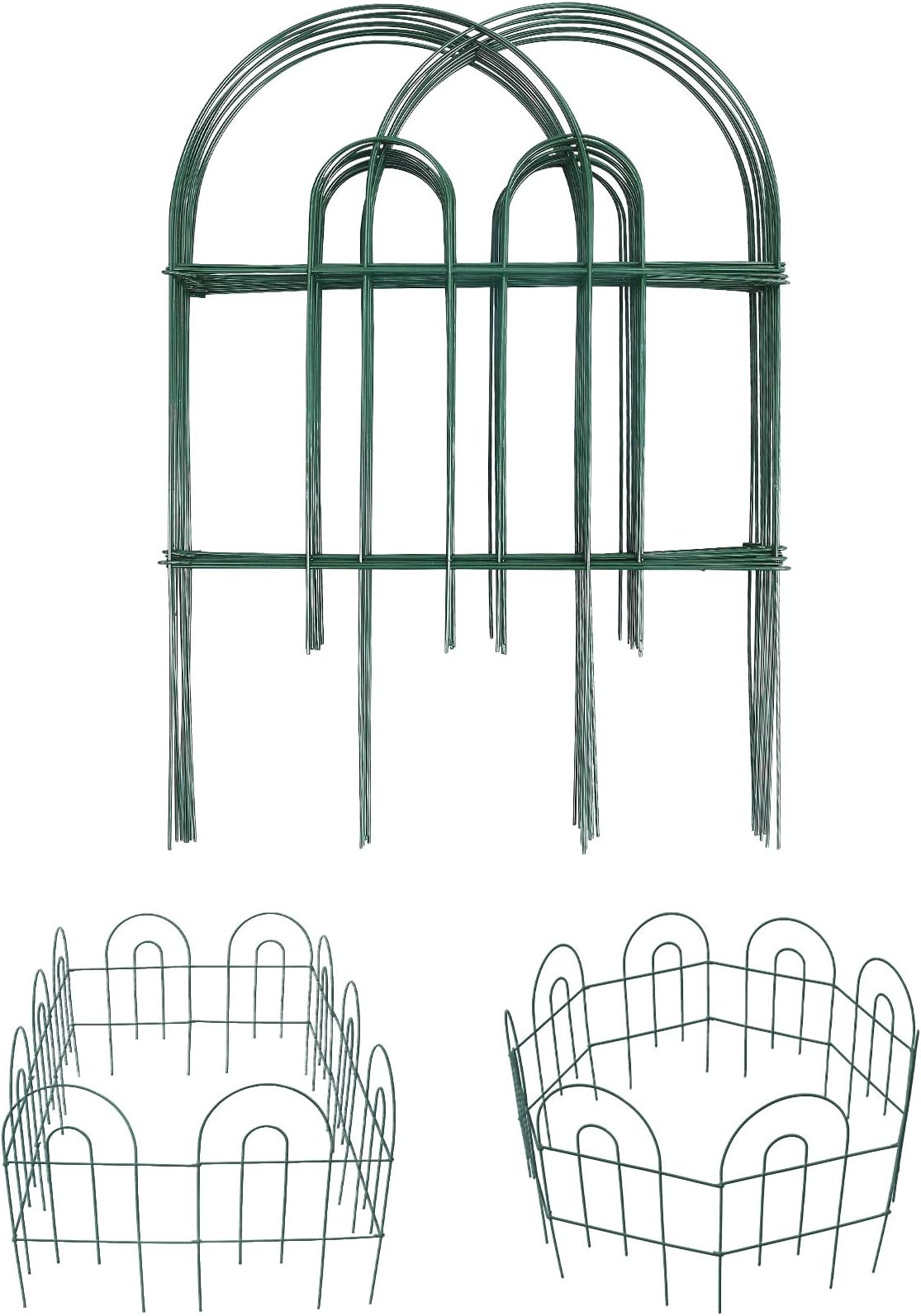 Amagabeli Garden Home-Decorative Garden Fence-Rustproof Iron Landscape Wire Folding Fencing Ornamental Border Edge Section Edging Patio Flower Bed Fencing Outdoor-61 CM(H) x43 CM(W)-25 Panels-Green