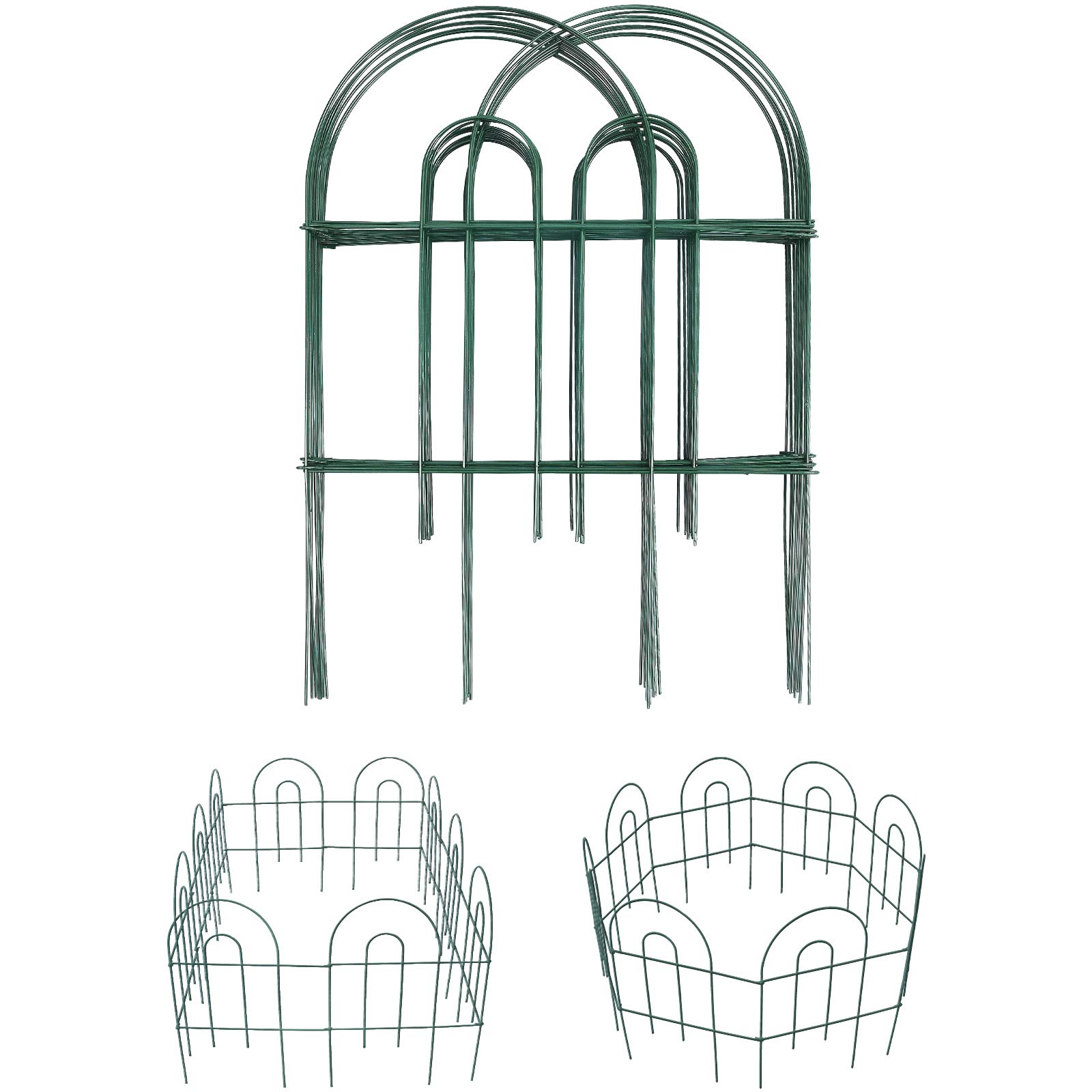 Amagabeli Garden Home-Decorative Garden Fence-Rustproof Iron Landscape Wire Folding Fencing Ornamental Border Edge Section Edging Patio Flower Bed Fencing Outdoor-61 CM(H) x43 CM(W)-25 Panels-Green