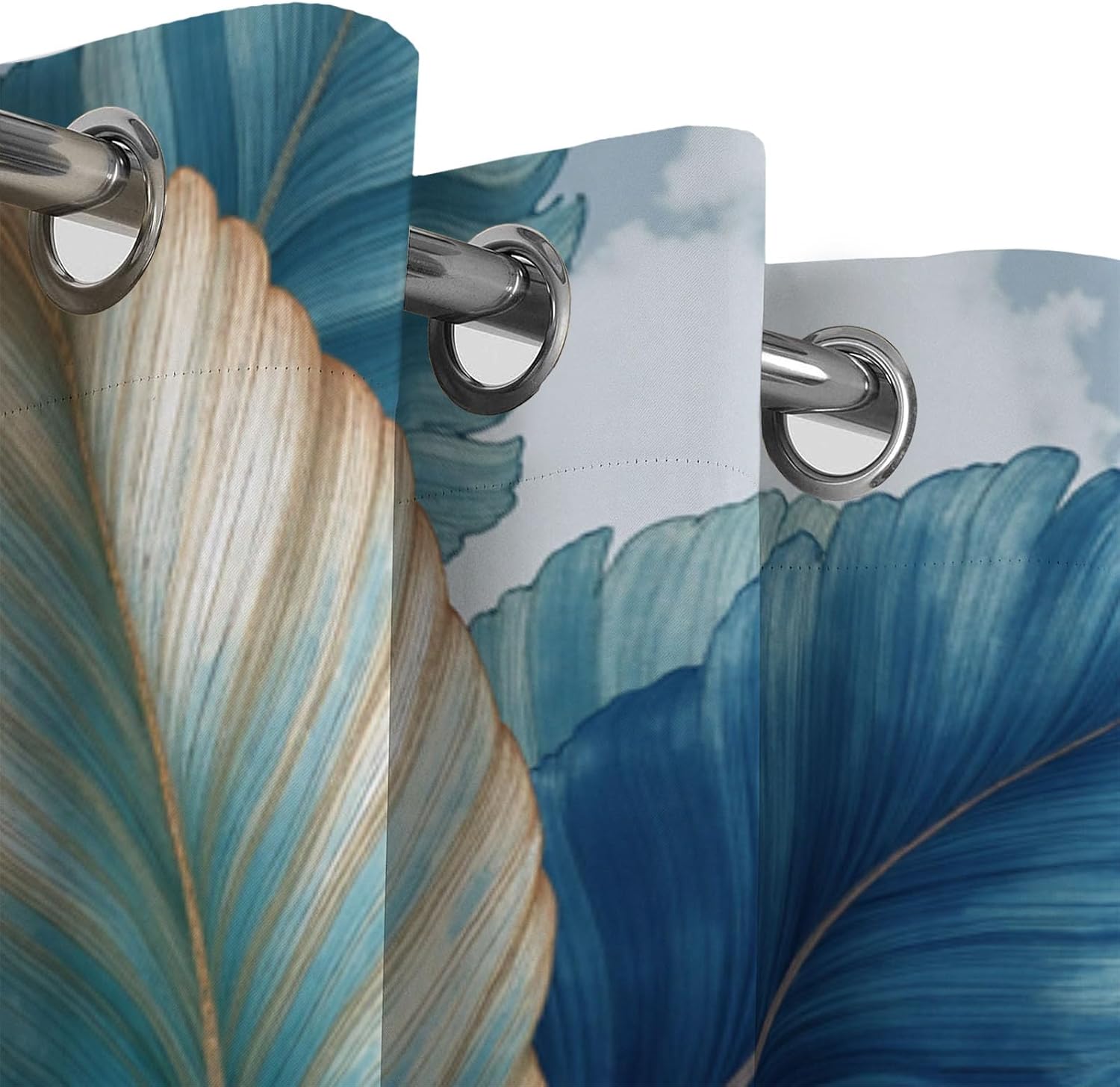 Turquoise Watercolor Banana Leaf Blackout Curtains 2 Panels Set Exotic Plant Grommet Curtain Thermal Insulated Window Drapes Treatments for Farmhouse Living Room Bedroom 52 X 45 Inch