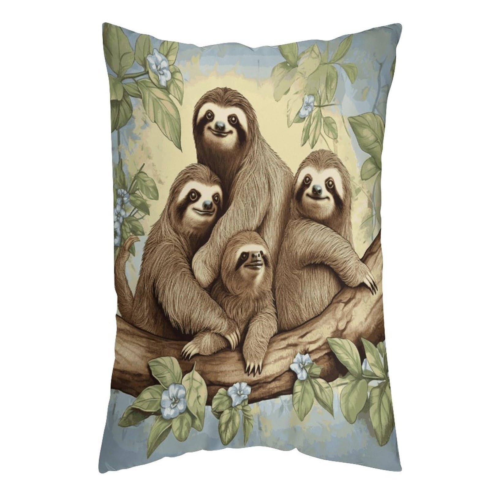LDGSUPH Sloth Family Pillow Cases Soft Pillowcase with Invisible Zipper Wrinkle Resistant Pillow Covers Breathable Removable Pillow Protector for Bed Sofa Car 16 "x24