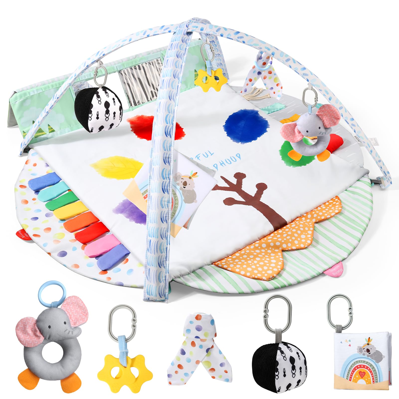 Sensory Baby Play Mat, Montessori Inspired Play Gym Mat for Infants, Machine Washable Activity Mat, Christmas Birthday Gifts for Toddlers 0-6-12-18 Months