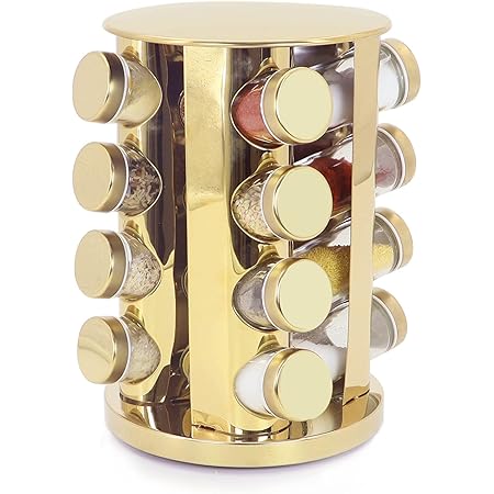 Amazon.com: Gold Rotating Spice and Herb Rack With 16 empty jars and ...