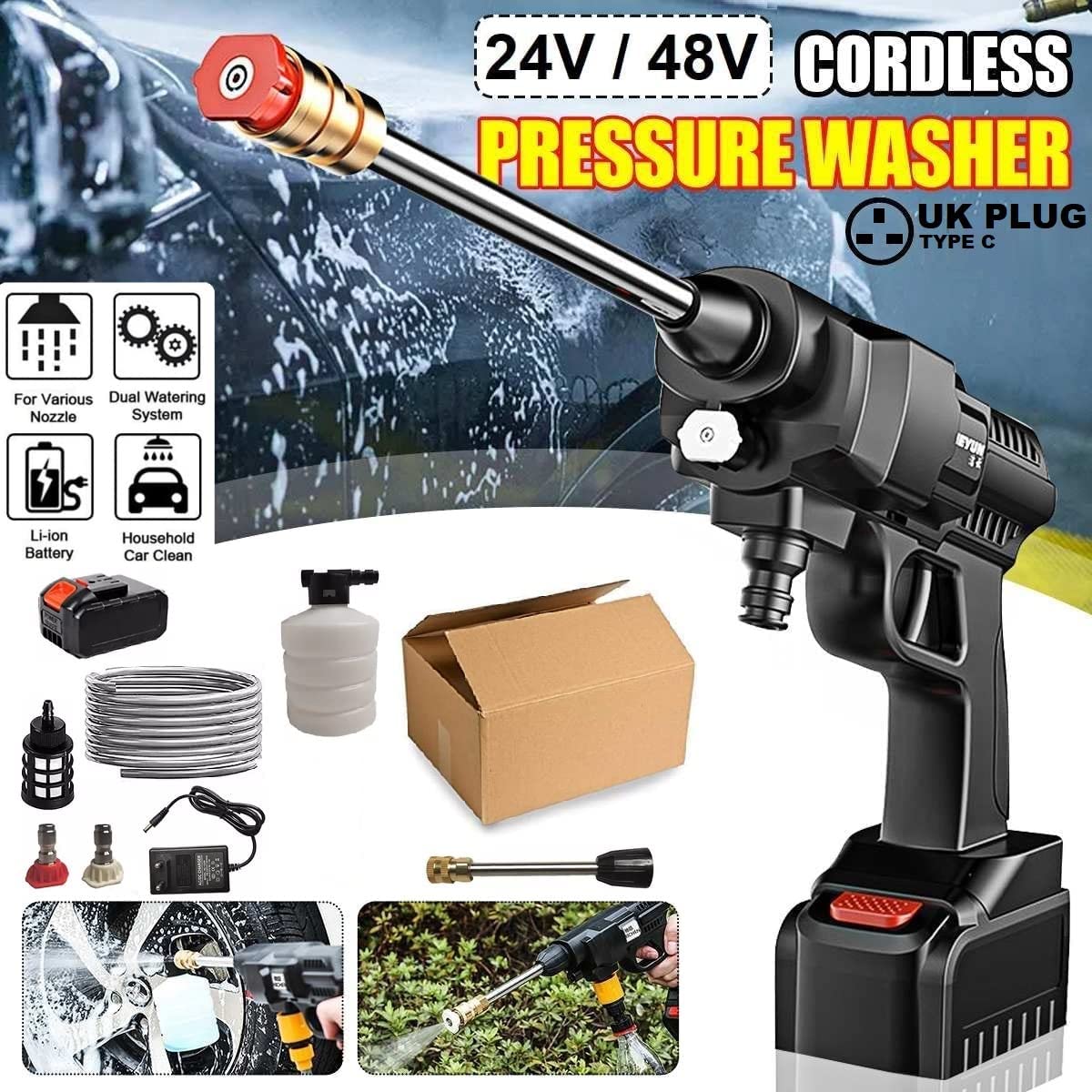 Buy 48V Cordless Portable Washer Electric High Pressure Cleaner Machine