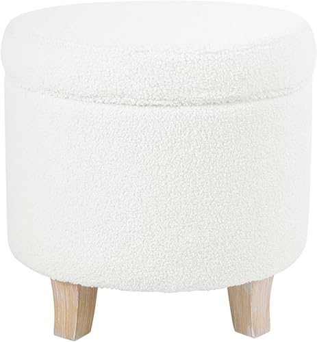 Miniatura 22 de HomePop Decoración del hogar | Otomana redonda tapizada de almacenamiento | Otomana con almacenamiento para sala de estar y dormitorio, terciopelo