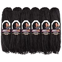 Vista 19 de ToyoTress Marley Twist Cabello para Trenzar - 18 Pulgadas 6 Paquetes Cabello Negro Marley para Faux Locs, Cabello Crochet Marley Twist Rizado Afro