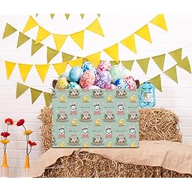 HKEC Rectangle Green Easter Basket Empty,Easter Gift Bakset for Egg Hunting,Books Bin with Handles,Room Decor(Pale Green Easter Basket)