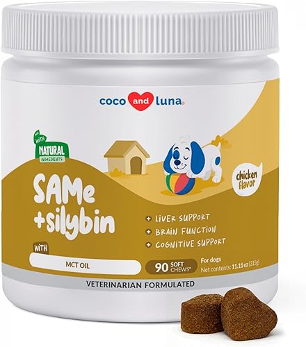 Igual para perros - 90 masticables suaves - S-Adenosil-L-Metionina, suplemento de hígado - Salud cerebral, promueve el apoyo cognitivo, apoyo