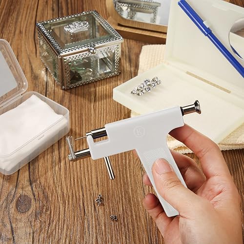 Miniatura 20 de Juego de herramientas de acero inoxidable para perforación de cuerpo y orejas, para piercing de ombligo, con 12 pares de aretes tipo dormilona de