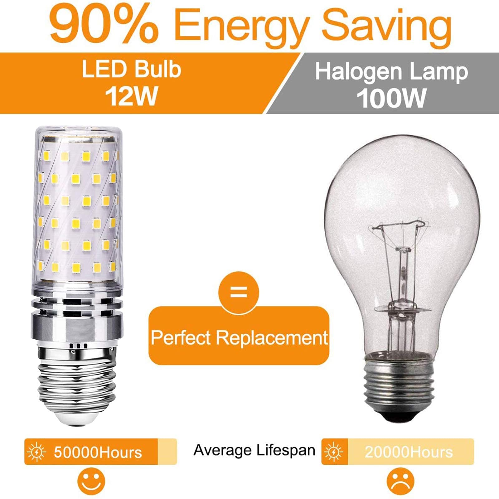Paquete de 6 bombillas LED E27 brillantes de alto lumen,12 W,bombillas LED de maíz(equivalente a bombillas incandescentes de 100 W),1320 lm,bombillas LED de candelabro de bajo consumo,no regulables(bl