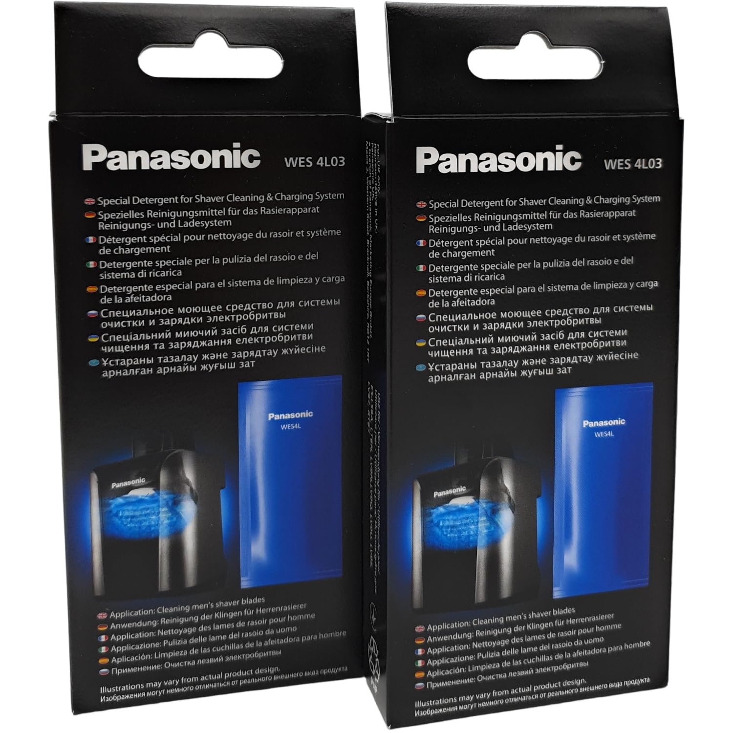 Lot de 2 flacons de liquide de nettoyage concentré compatible avec Panasonic Clean and Charge Station WES4L03-803 (6 x 15 ml) sacs de concentré ES-LS9A ES-LV9Q ES-LV9N ES-LV97 ES-LV95