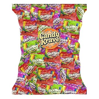 CandyKrave Skittles Assorted Gummy, 35+ Pieces, Wrapped, 1 lb